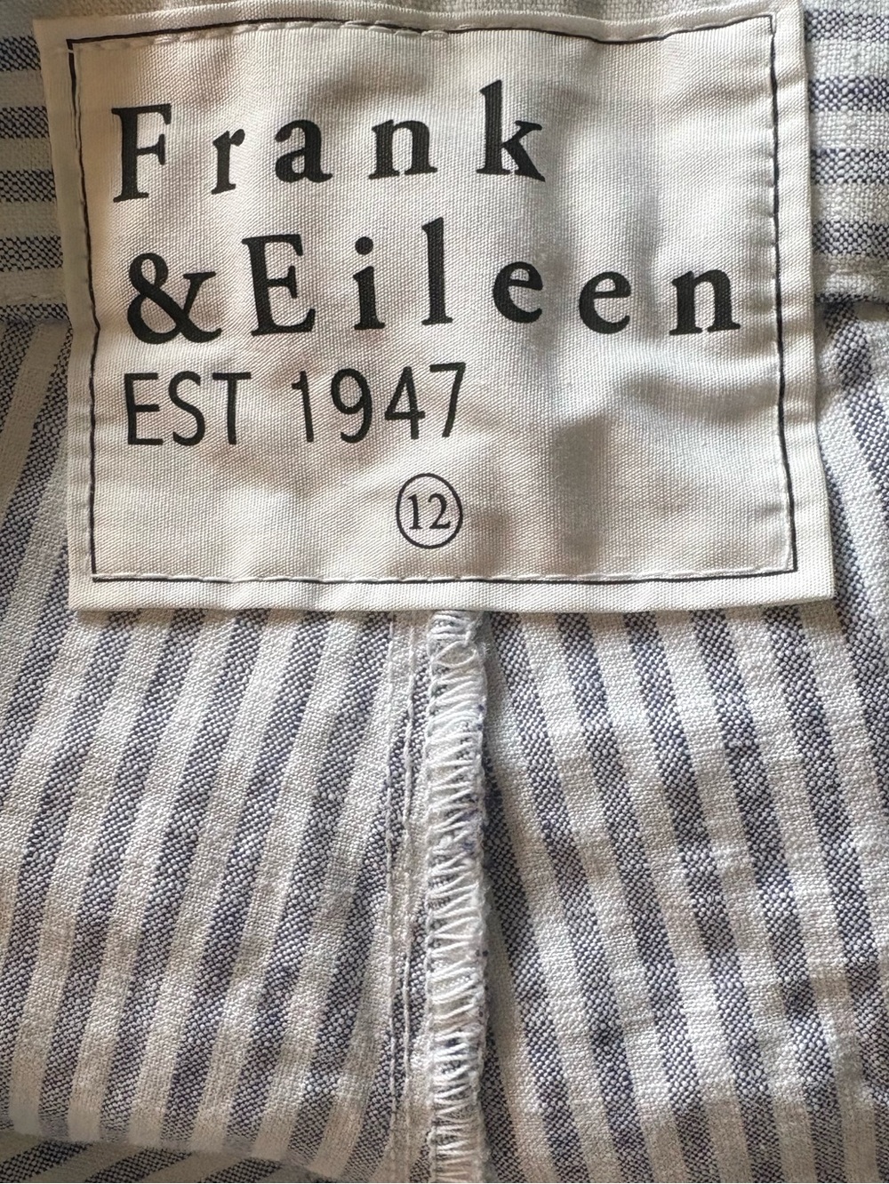NWT Frank & Eileen White and Blue Striped Limerick 31’ Long Wide-Leg Pants - Picture 2 of 11